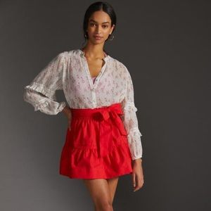 NWT Anthropologie Maeve Somerset Mini Skirt in Red